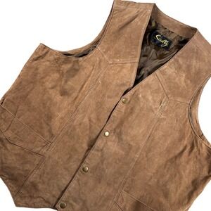 VTG Scully Mens 3X HTF Brown Suede Leather Western Cowboy Snap Front Vest 2290